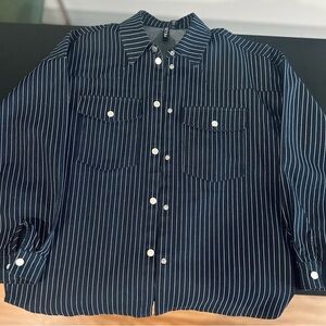 Classic Navy Striped Button-Down Shirt